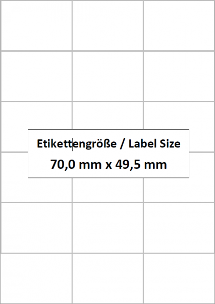 70,0 mm x 49,5 mm, 18 Etiketten pro Bogen