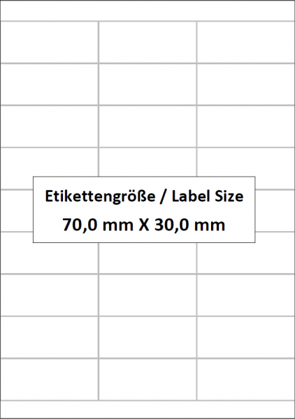 70,0 mmx 30,0 mm, 27 Etiketten pro Bogen
